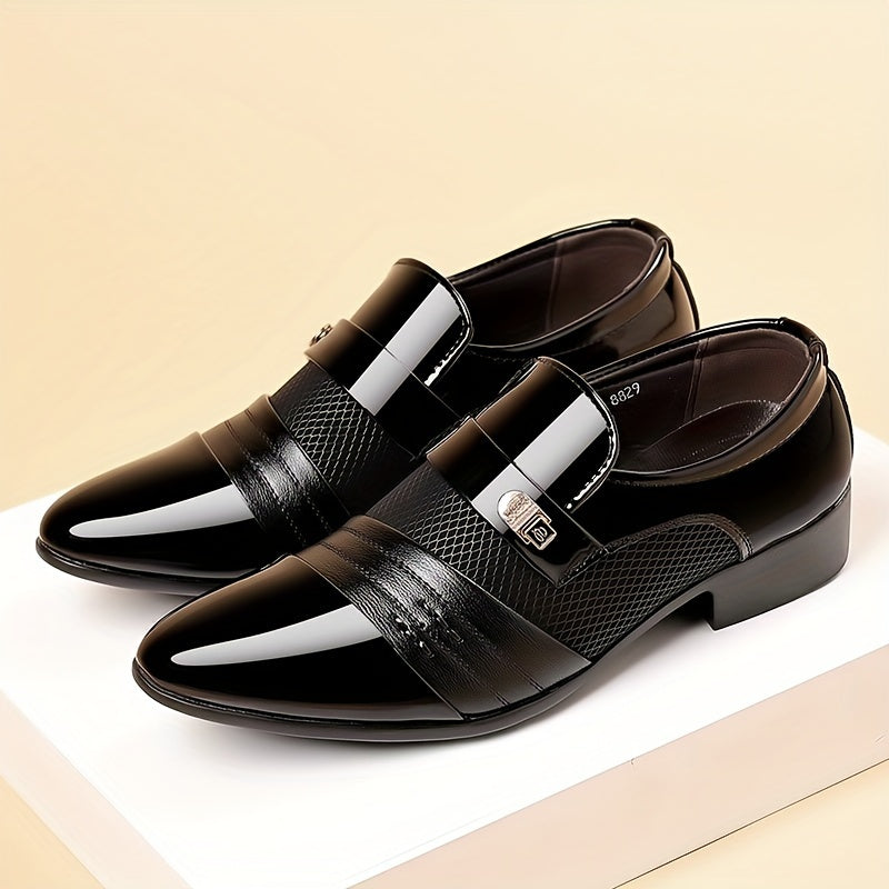 Men'S Black Loafers - Stylish Slip-On Dress Shoes with Metal Buckle, Perfect for Business and Formal Events, Faux Upper, Rubber Sole, Formal Footwear | Elegant Loafers | Durable Footwear