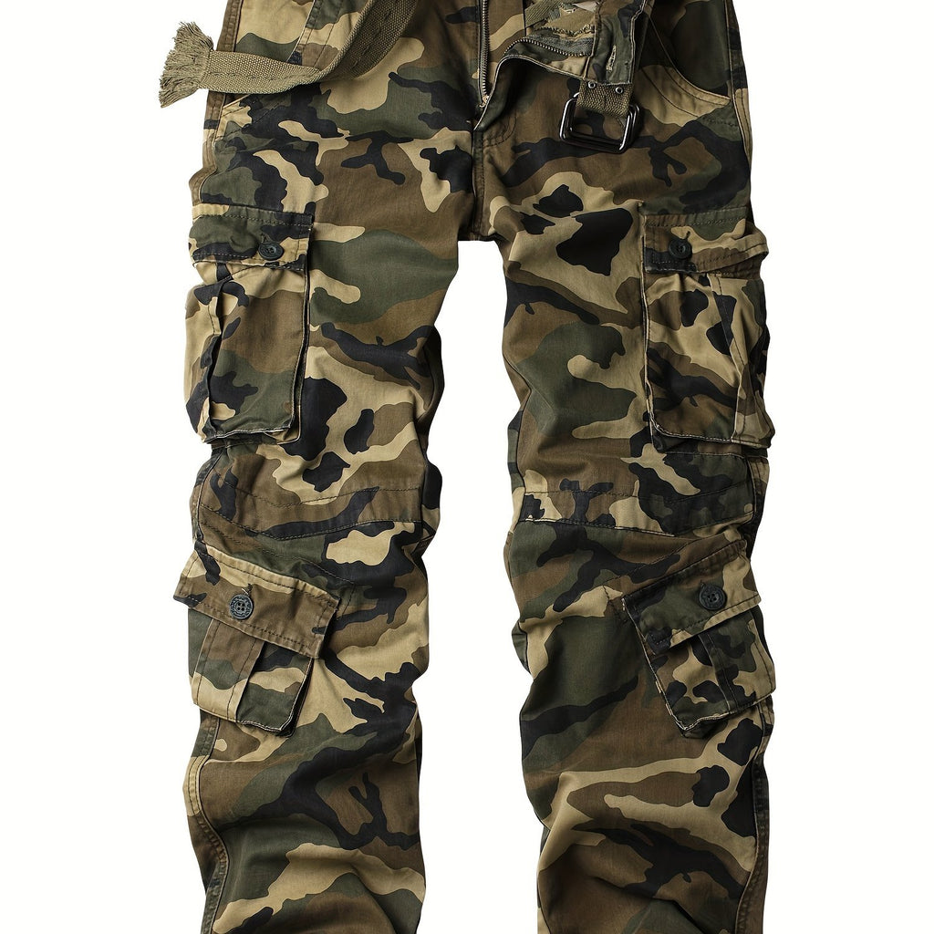 Men's Tactical Camo Cargo Pants - Overalls with Multi Flap Pockets, Loose Fit, and Durable Fabric for Outdoor Enthusiasts - Perfect for Hiking, Fishing, and Camping Adventures