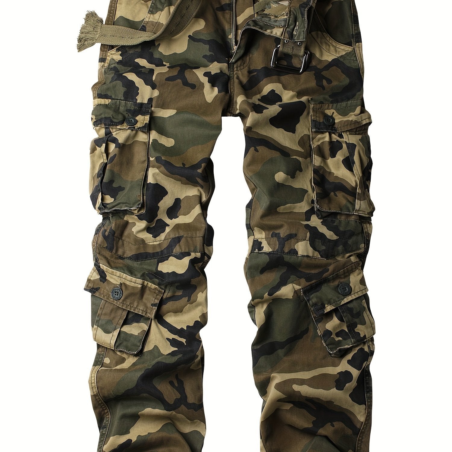 Men's Tactical Camo Cargo Pants - Overalls with Multi Flap Pockets, Loose Fit, and Durable Fabric for Outdoor Enthusiasts - Perfect for Hiking, Fishing, and Camping Adventures
