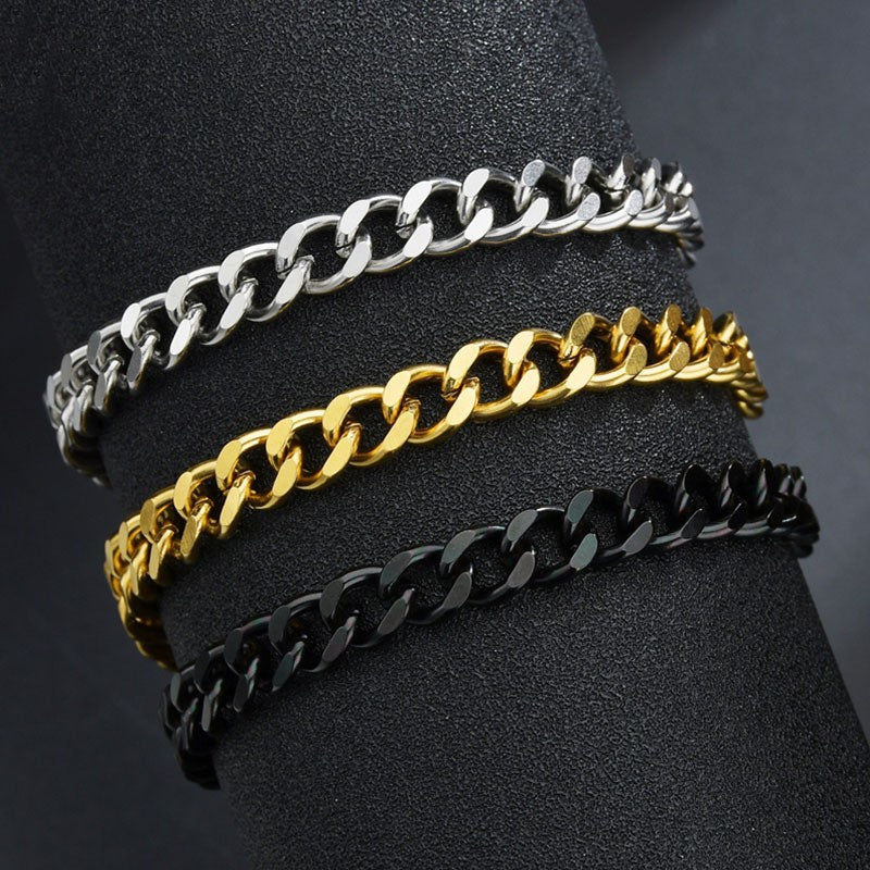 3-7mm Chunky Miami Curb Chain Stainless Steel Bracelet For Men Women Cuban Link Chain Wristband Classic Punk Heavy Jewelry
