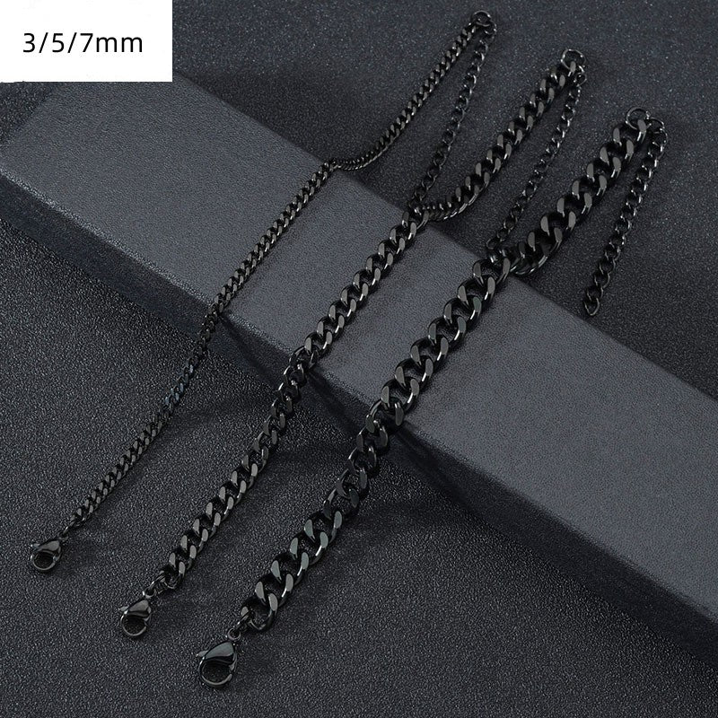 3-7mm Chunky Miami Curb Chain Stainless Steel Bracelet For Men Women Cuban Link Chain Wristband Classic Punk Heavy Jewelry