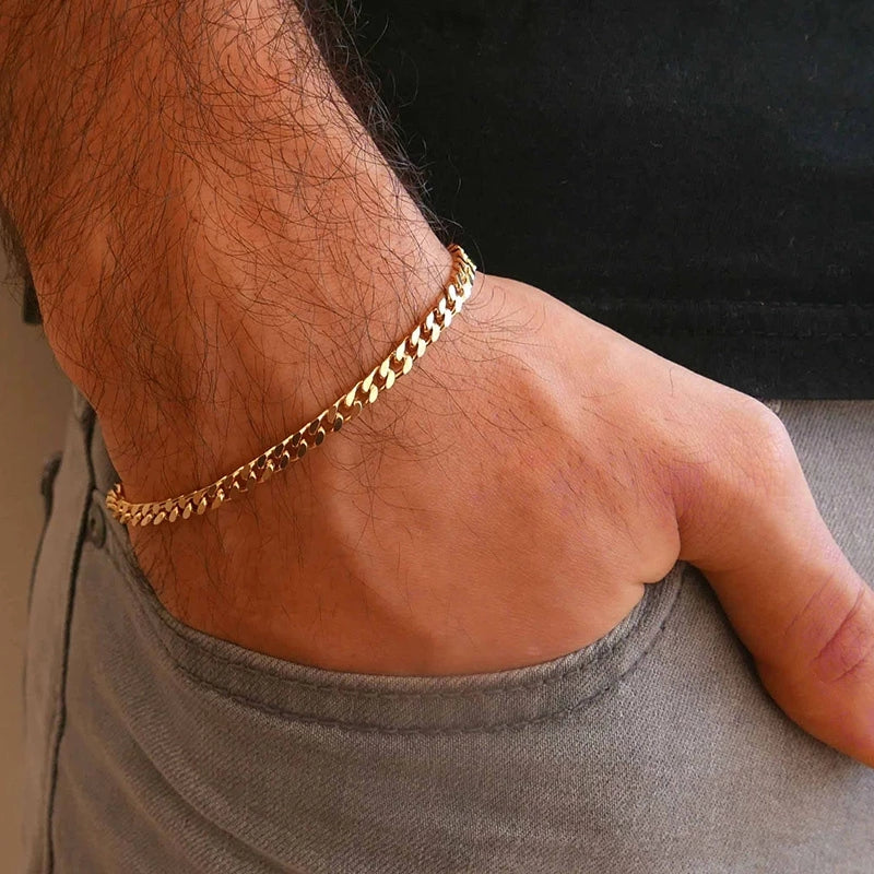 3-7mm Chunky Miami Curb Chain Stainless Steel Bracelet For Men Women Cuban Link Chain Wristband Classic Punk Heavy Jewelry