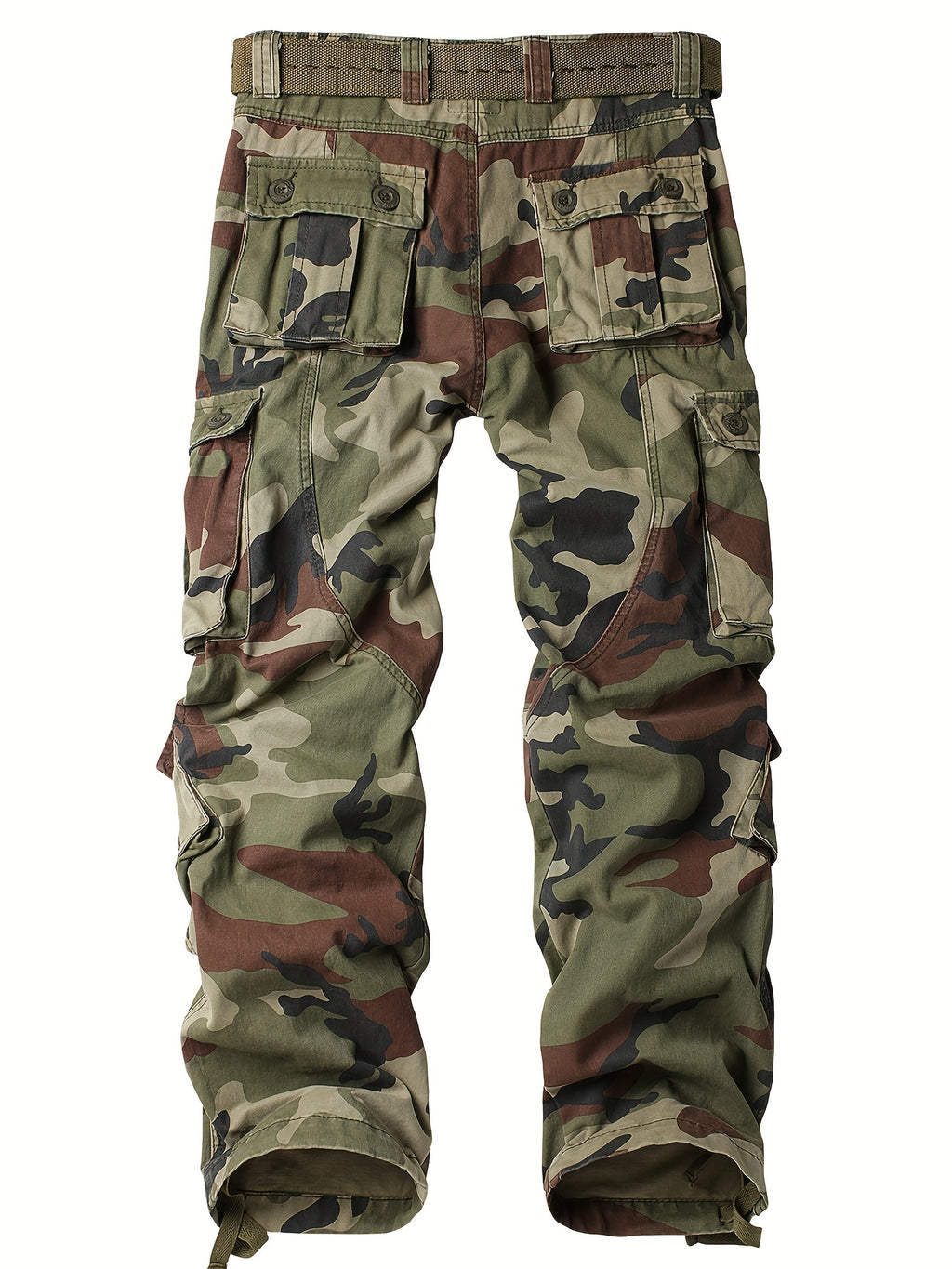 Men's Tactical Camo Cargo Pants - Overalls with Multi Flap Pockets, Loose Fit, and Durable Fabric for Outdoor Enthusiasts - Perfect for Hiking, Fishing, and Camping Adventures