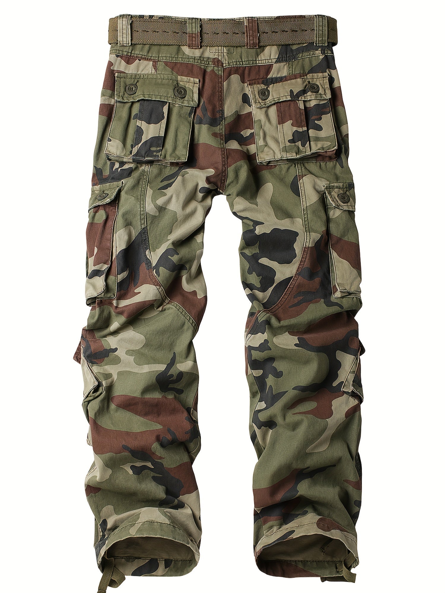 Men's Tactical Camo Cargo Pants - Overalls with Multi Flap Pockets, Loose Fit, and Durable Fabric for Outdoor Enthusiasts - Perfect for Hiking, Fishing, and Camping Adventures