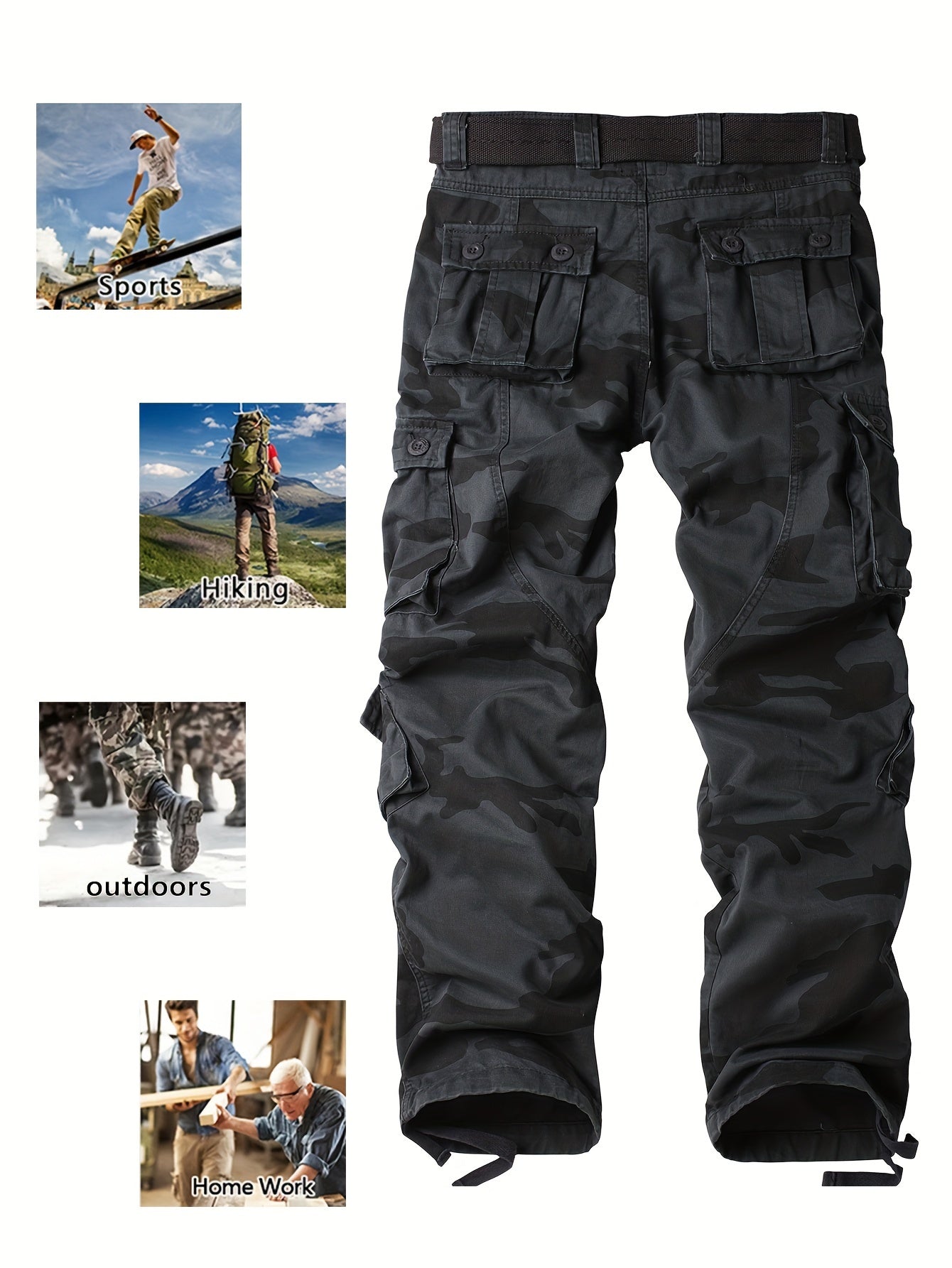 Men's Tactical Camo Cargo Pants - Overalls with Multi Flap Pockets, Loose Fit, and Durable Fabric for Outdoor Enthusiasts - Perfect for Hiking, Fishing, and Camping Adventures