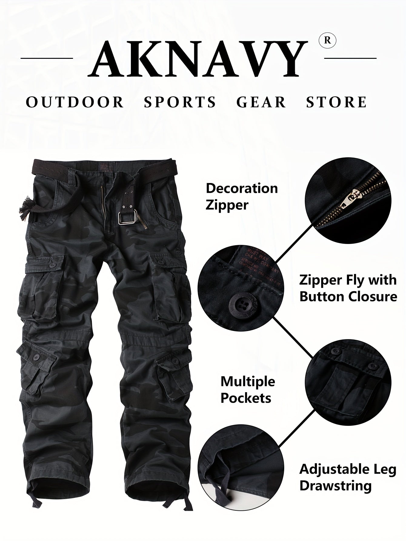 Men's Tactical Camo Cargo Pants - Overalls with Multi Flap Pockets, Loose Fit, and Durable Fabric for Outdoor Enthusiasts - Perfect for Hiking, Fishing, and Camping Adventures