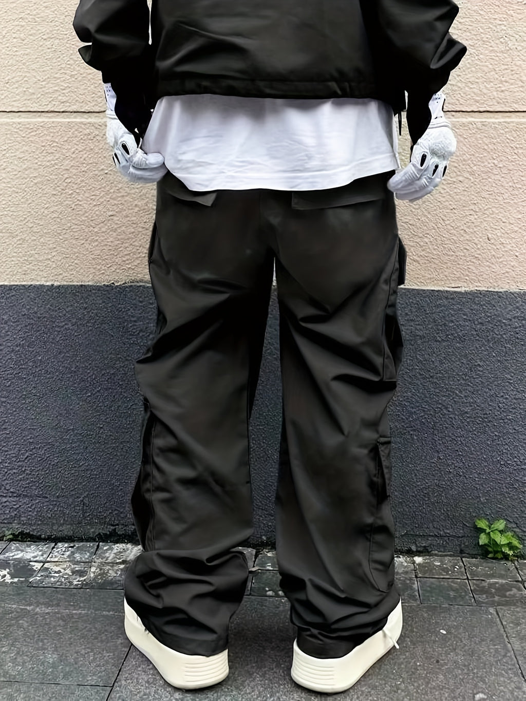 Solid Multi Flap Pockets Men's Straight Leg Cargo Pants, Loose Casual Outdoor Pants, Men's Work Pants Baggy Pants Trendy Streetwear K-pop