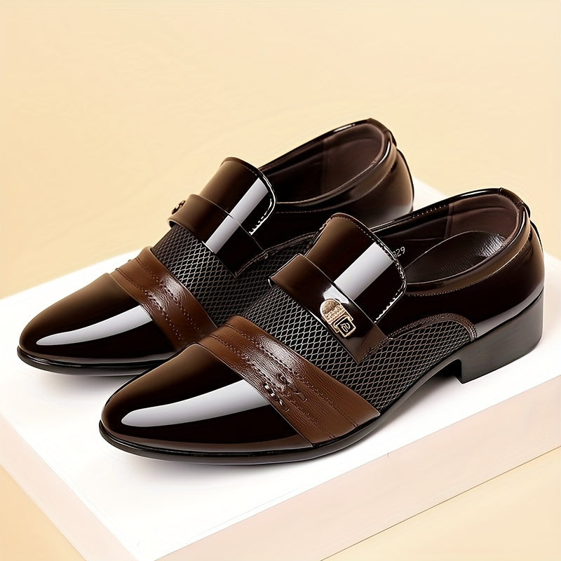 Men'S Black Loafers - Stylish Slip-On Dress Shoes with Metal Buckle, Perfect for Business and Formal Events, Faux Upper, Rubber Sole, Formal Footwear | Elegant Loafers | Durable Footwear