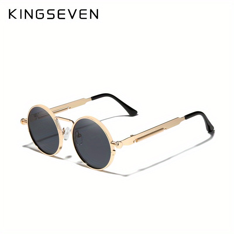 KINGSEVEN High Quality Gothic Steampunk Polarized For Men And Women Brand Designer Vintage Round Metal Frame 7579