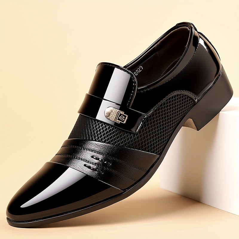 Men'S Black Loafers - Stylish Slip-On Dress Shoes with Metal Buckle, Perfect for Business and Formal Events, Faux Upper, Rubber Sole, Formal Footwear | Elegant Loafers | Durable Footwear