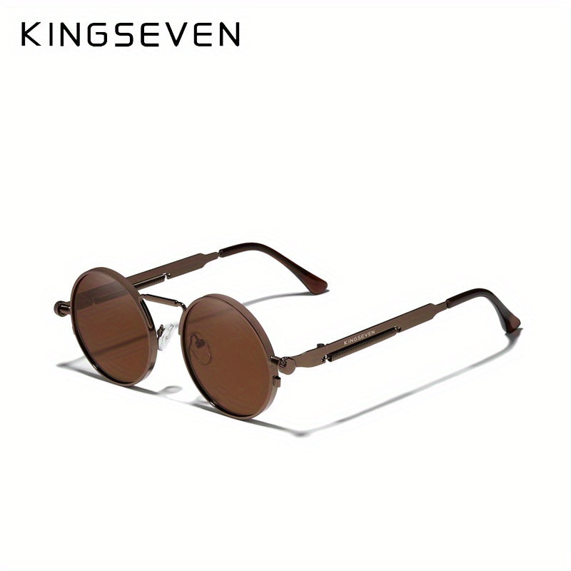 KINGSEVEN High Quality Gothic Steampunk Polarized For Men And Women Brand Designer Vintage Round Metal Frame 7579