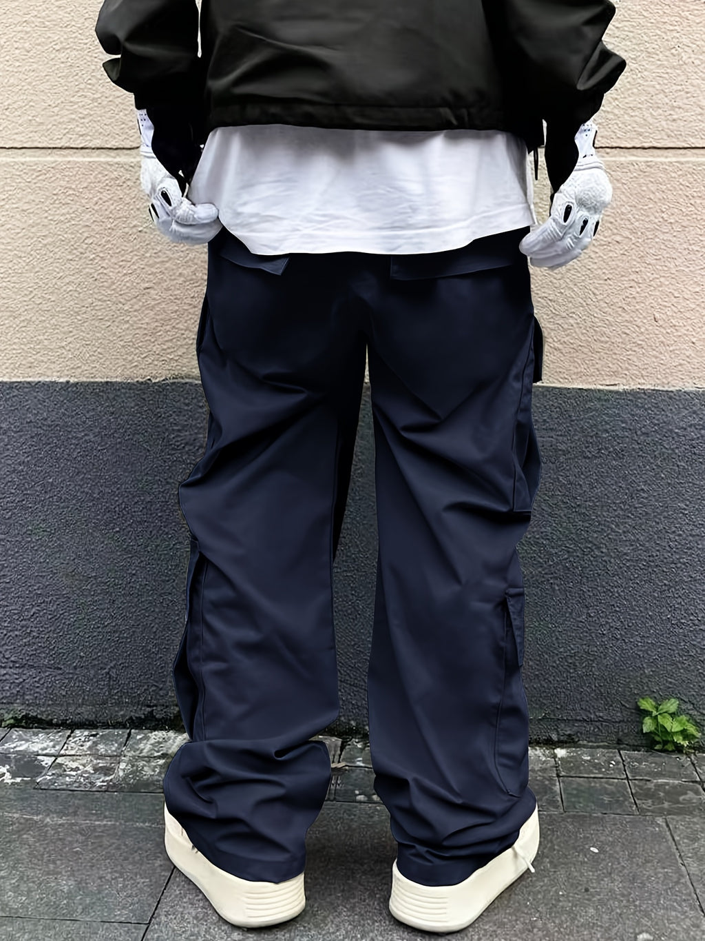 Solid Multi Flap Pockets Men's Straight Leg Cargo Pants, Loose Casual Outdoor Pants, Men's Work Pants Baggy Pants Trendy Streetwear K-pop