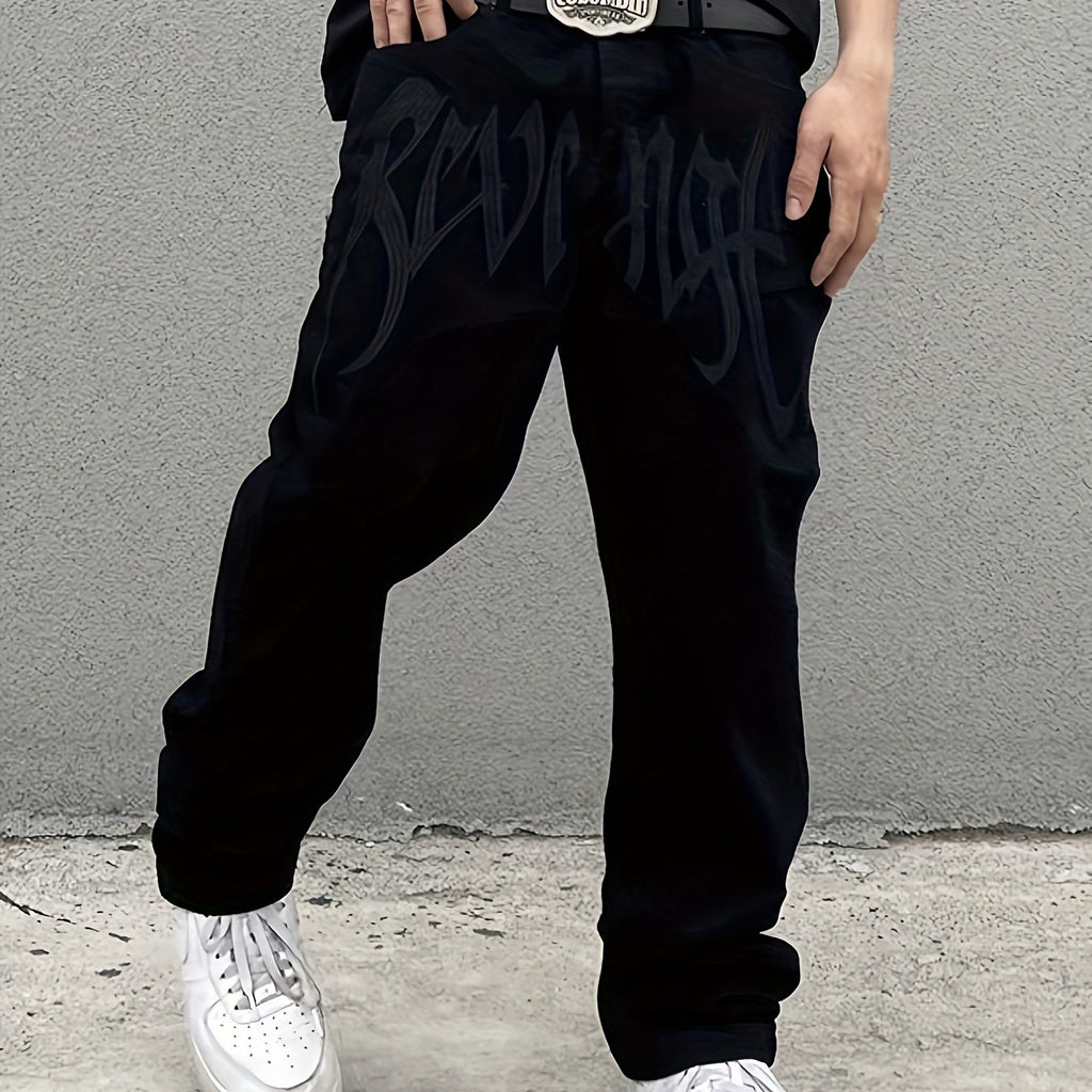 Loose Fit Men's Y2k Casual Jeans, Baggy Street Style For Fall Winter