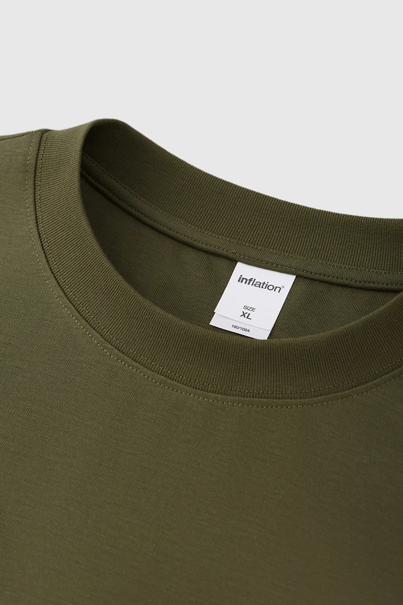 INFLATION Men's Solid Double Sided T-Shirt Simple Versatile Basic Short Sleeve Light Luxury Old Money Style Tee
