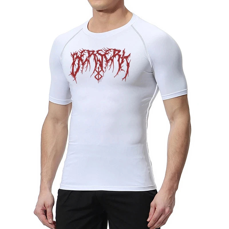 Gym Workout Rash Guard for Men Athletic Quick Dry Compression Shirts Berserk Print Tshirts Tees Tops Undershirts Baselayers