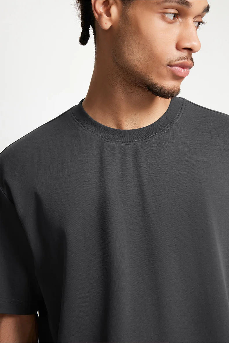 INFLATION Men's Solid Double Sided T-Shirt Simple Versatile Basic Short Sleeve Light Luxury Old Money Style Tee