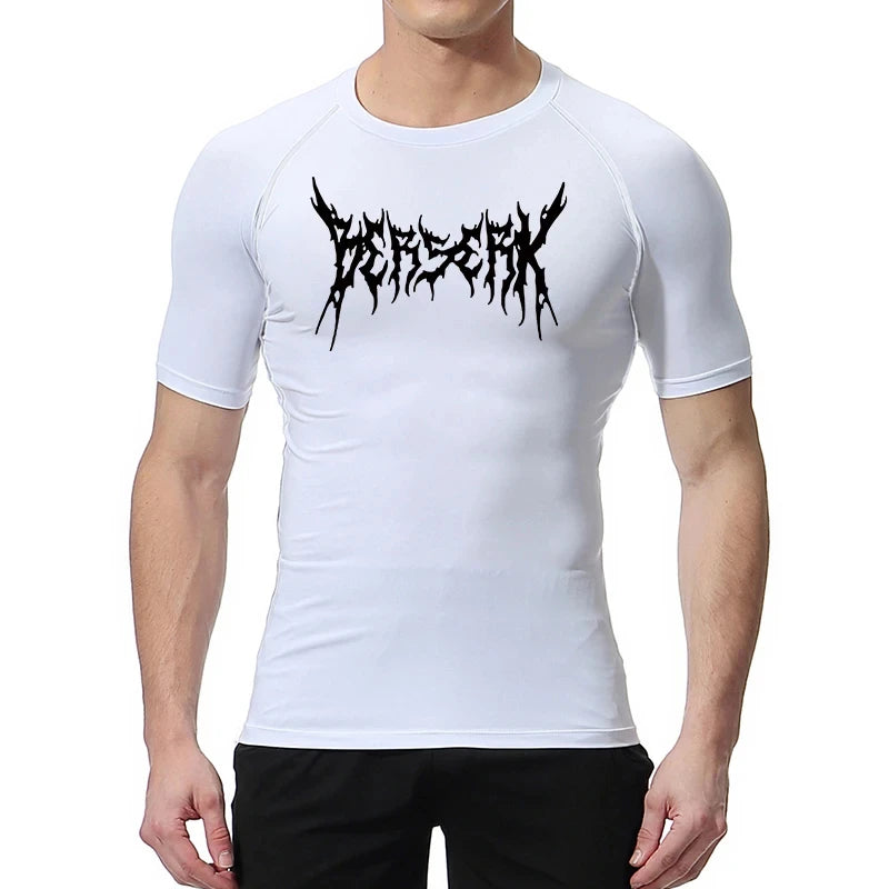 Gym Workout Rash Guard for Men Athletic Quick Dry Compression Shirts Berserk Print Tshirts Tees Tops Undershirts Baselayers