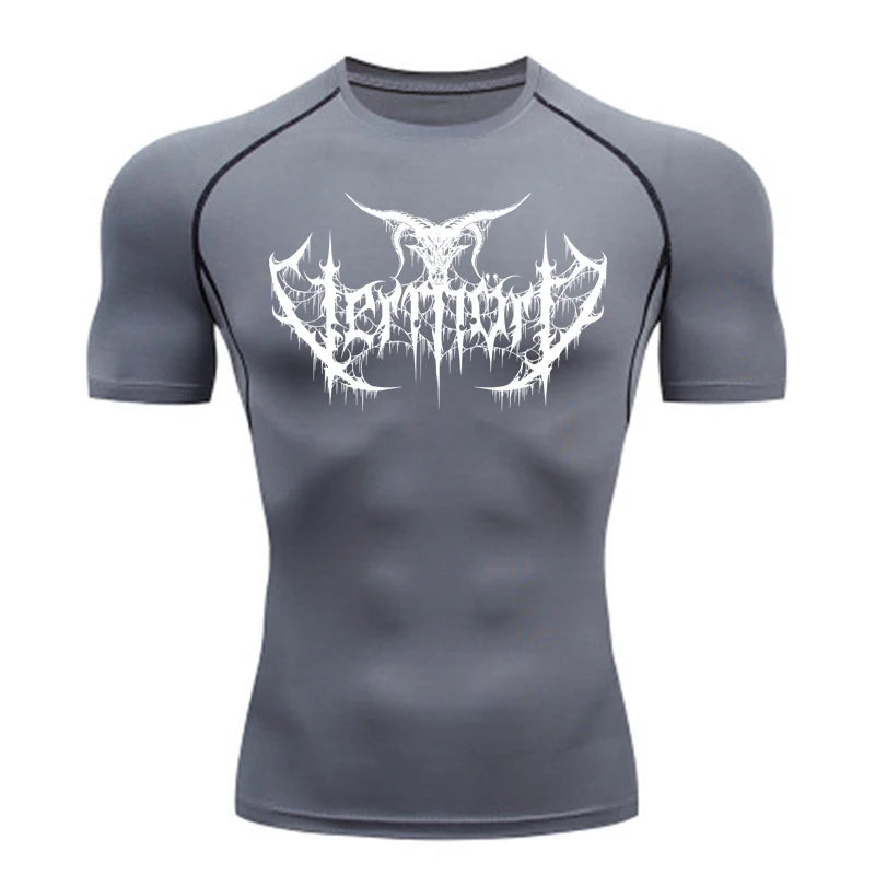 Compression Shirt Men Short Running T Shirt Gym Sports Top Quick Dry Breathable Black Fitness Sportswear Bodybuilding Clothing