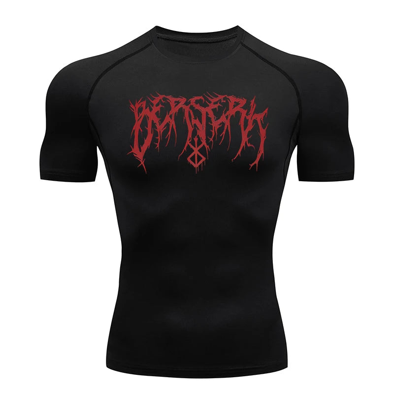 Gym Workout Rash Guard for Men Athletic Quick Dry Compression Shirts Berserk Print Tshirts Tees Tops Undershirts Baselayers
