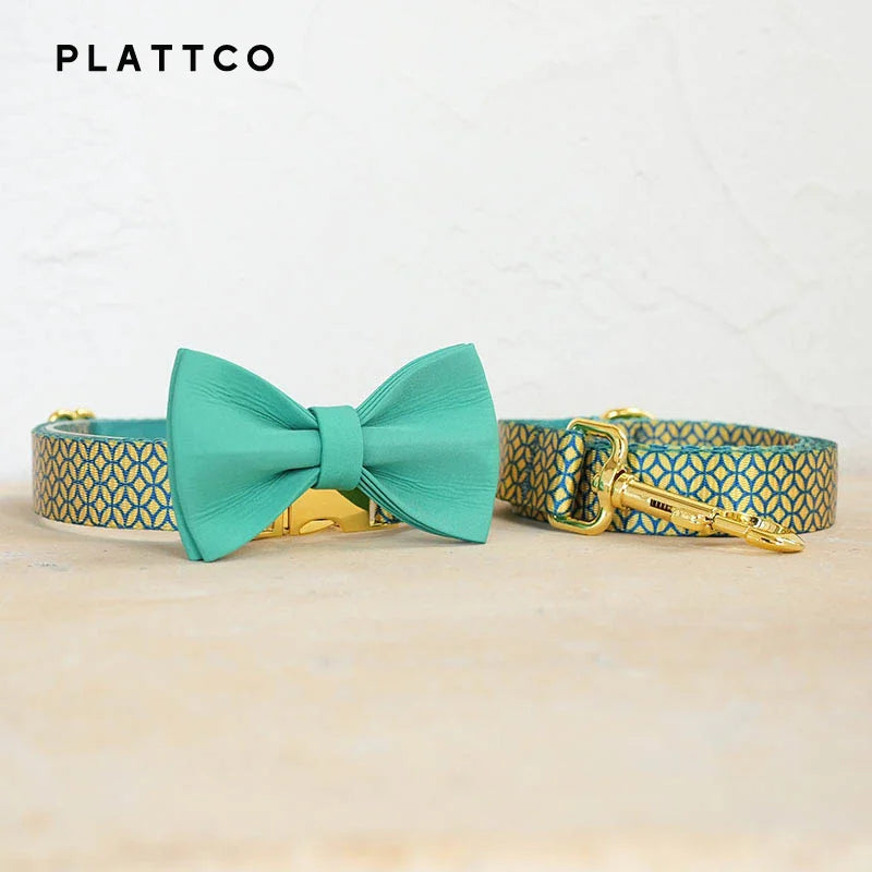 PLATTCO unique design dog collar print WEALTHY COINS pattern and high-quality gold buckle size 5 PDC305YG