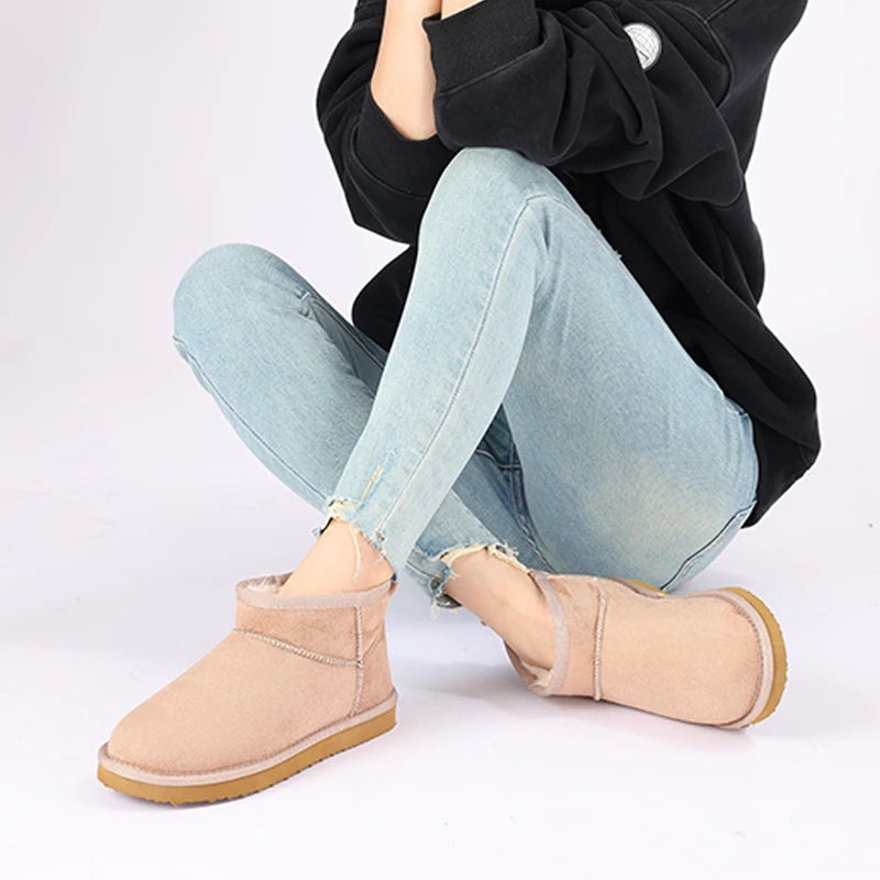 Shevalues Winter Women Snow Boots Brand Fuzzy Snow Boots Short Ankle Fur Boots Warm House Cotton Boots Fashion Women Mini Boots