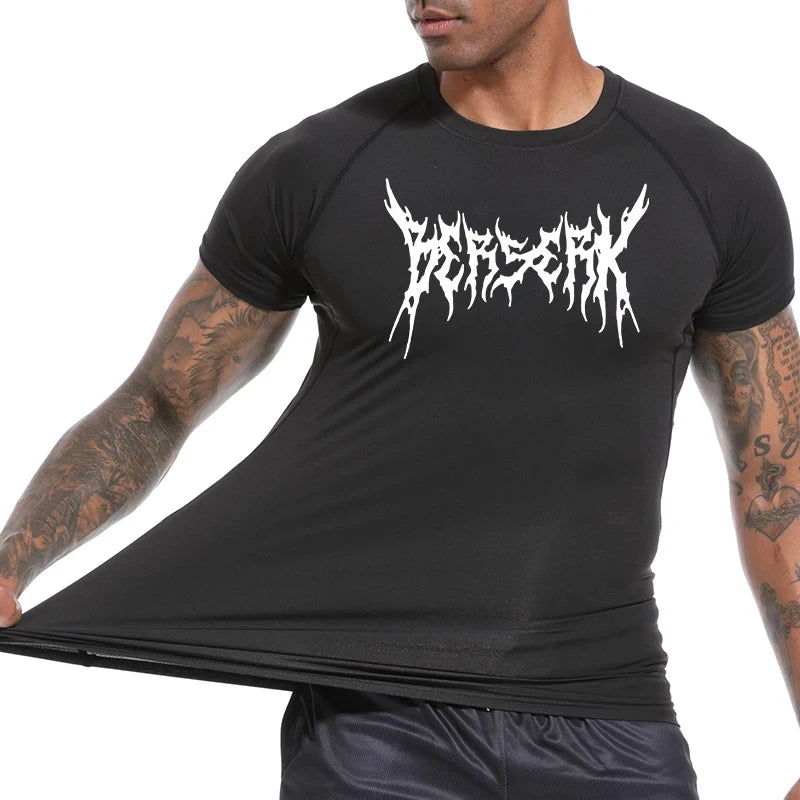 Gym Workout Rash Guard for Men Athletic Quick Dry Compression Shirts Berserk Print Tshirts Tees Tops Undershirts Baselayers