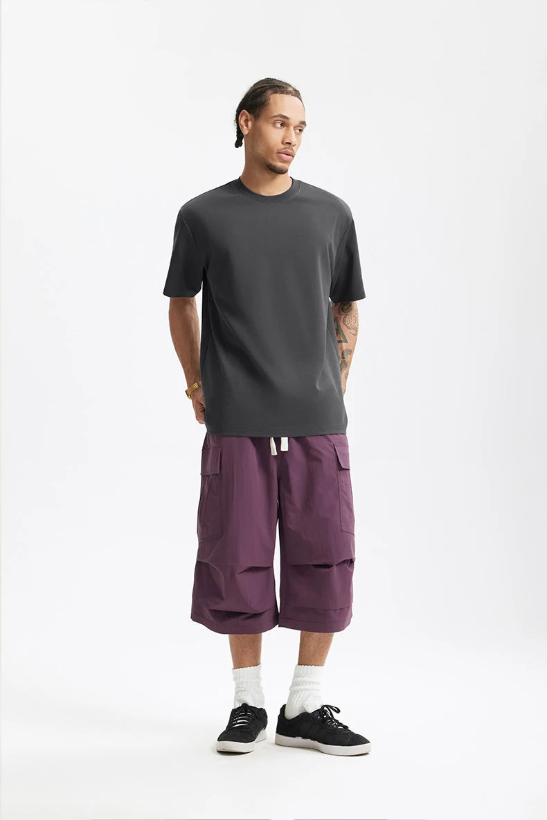 INFLATION Men's Solid Double Sided T-Shirt Simple Versatile Basic Short Sleeve Light Luxury Old Money Style Tee