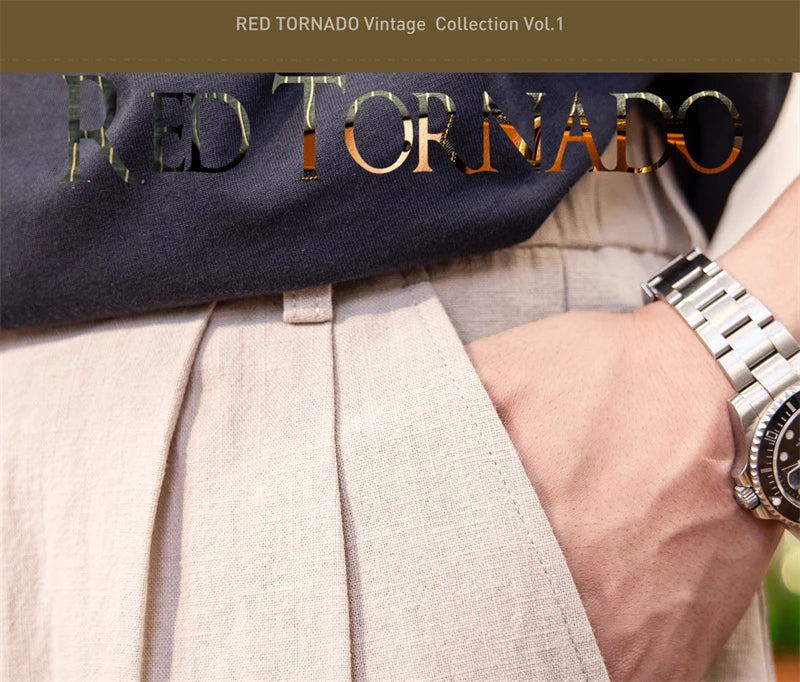 Red Tornado Men's Cotton Linen Casual Pants Old Money Style Breathable Trousers