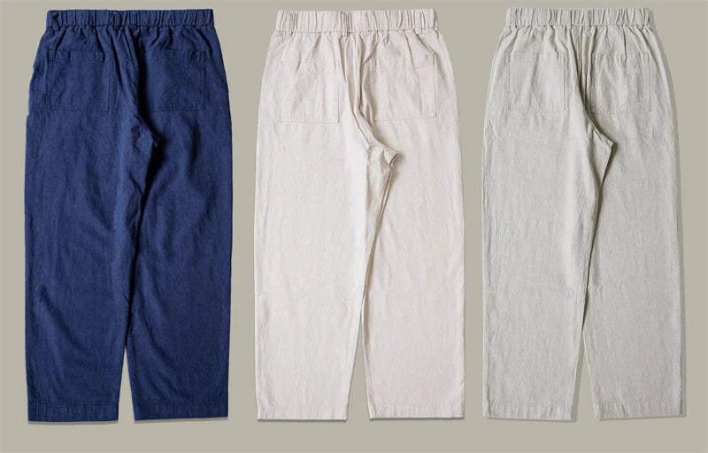 Red Tornado Men's Cotton Linen Casual Pants Old Money Style Breathable Trousers