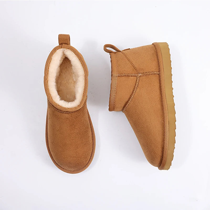 Shevalues Winter Women Snow Boots Brand Fuzzy Snow Boots Short Ankle Fur Boots Warm House Cotton Boots Fashion Women Mini Boots