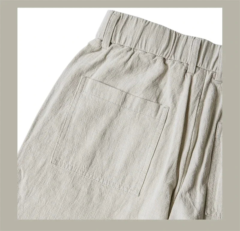 Red Tornado Old Money Aesthetic Linen Pants Men's Casual Pleated Trousers Loose Fit