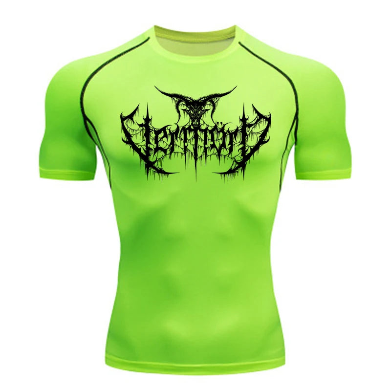 Compression Shirt Men Short Running T Shirt Gym Sports Top Quick Dry Breathable Black Fitness Sportswear Bodybuilding Clothing