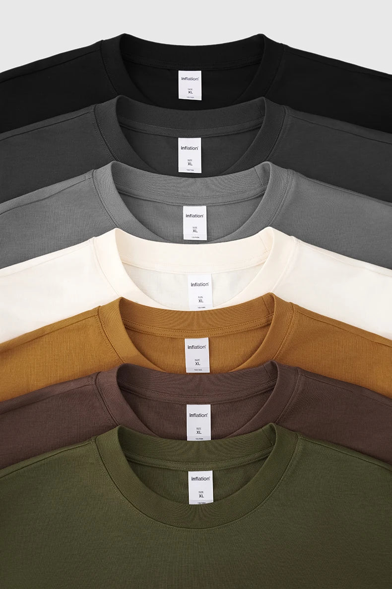 INFLATION Men's Solid Double Sided T-Shirt Simple Versatile Basic Short Sleeve Light Luxury Old Money Style Tee
