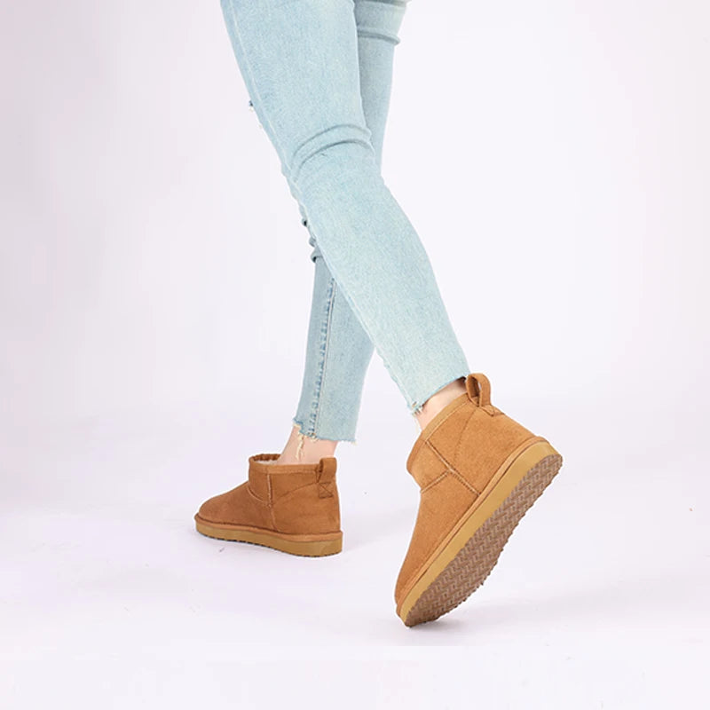 Shevalues Winter Women Snow Boots Brand Fuzzy Snow Boots Short Ankle Fur Boots Warm House Cotton Boots Fashion Women Mini Boots