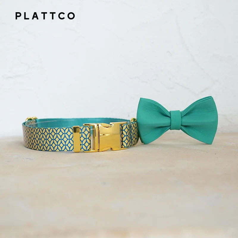 PLATTCO unique design dog collar print WEALTHY COINS pattern and high-quality gold buckle size 5 PDC305YG