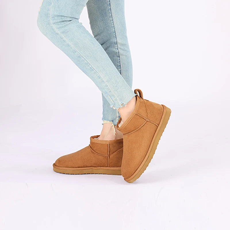 Shevalues Winter Women Snow Boots Brand Fuzzy Snow Boots Short Ankle Fur Boots Warm House Cotton Boots Fashion Women Mini Boots