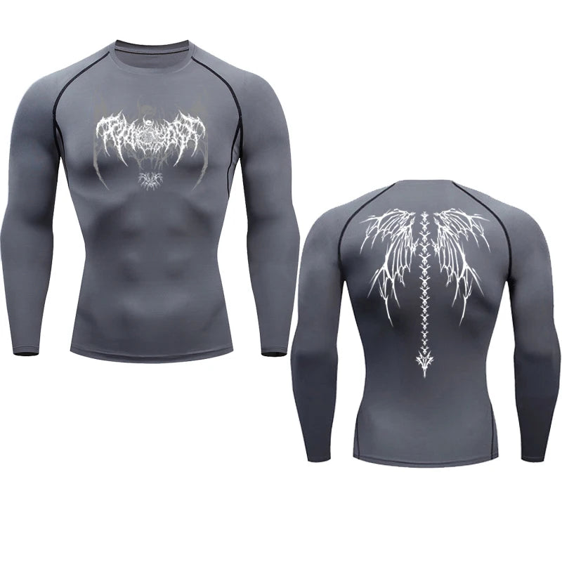 Y2K Compression Shirt Men Fitness Gym Skeleton Sport Running T-Shirt Rashgard Tops Tee Quick Dry Short Sleeve T-Shirt For Men