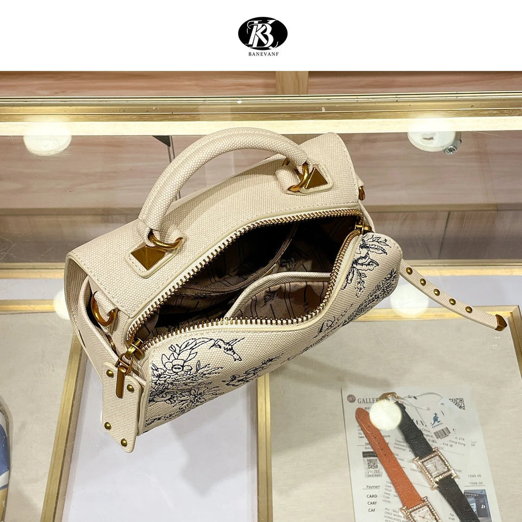 Ladies Embroidery Handbag Fashion Hundred Crossbody Bag Wealthy Popular Shoulder Bag Boston Bag Pillow Shape PU Material