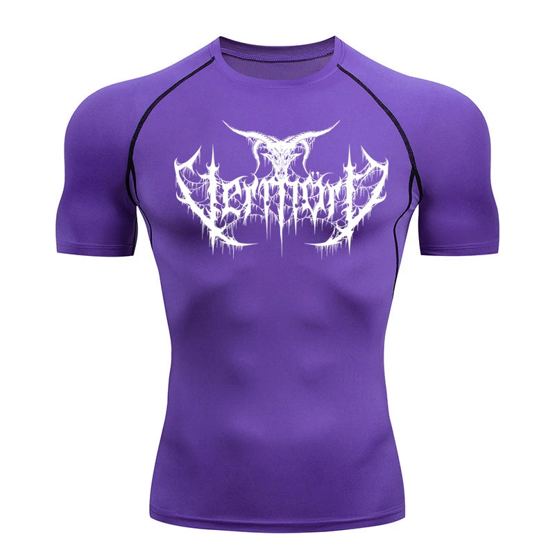 Compression Shirt Men Short Running T Shirt Gym Sports Top Quick Dry Breathable Black Fitness Sportswear Bodybuilding Clothing