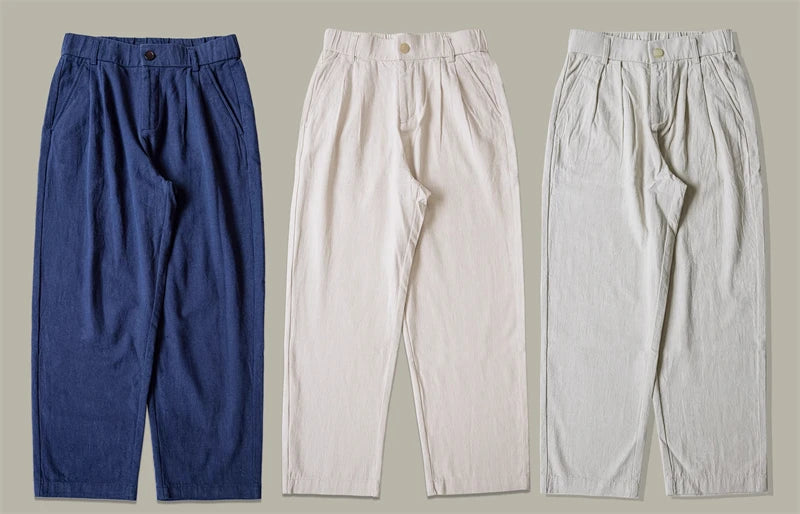 Red Tornado Men's Cotton Linen Casual Pants Old Money Style Breathable Trousers