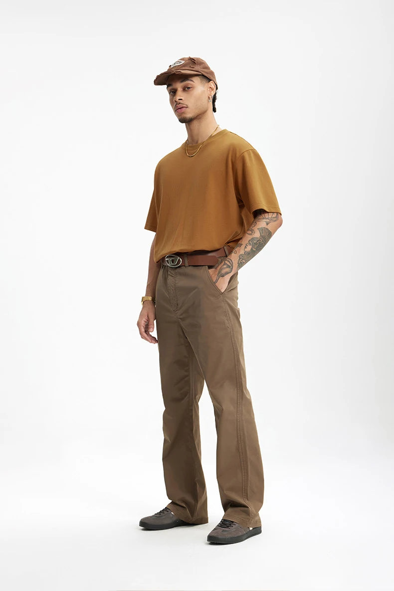 INFLATION Men's Solid Double Sided T-Shirt Simple Versatile Basic Short Sleeve Light Luxury Old Money Style Tee