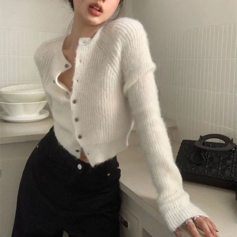 Deeptown Basic Women Sweater Short Sleeve Kintwear Slim Summer Pullovers Korean Fashion Kintted Tshirts Old Money Casual Jumper