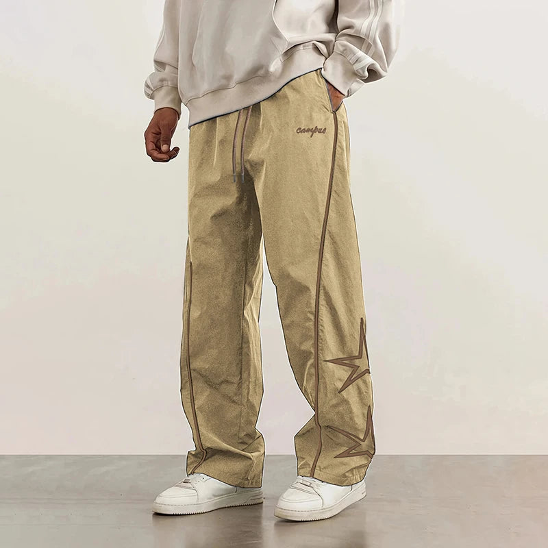 Paratrooper pants sports men's ice silk spring and summer straight work pants lace-up loose pants outdoor pants casual pants