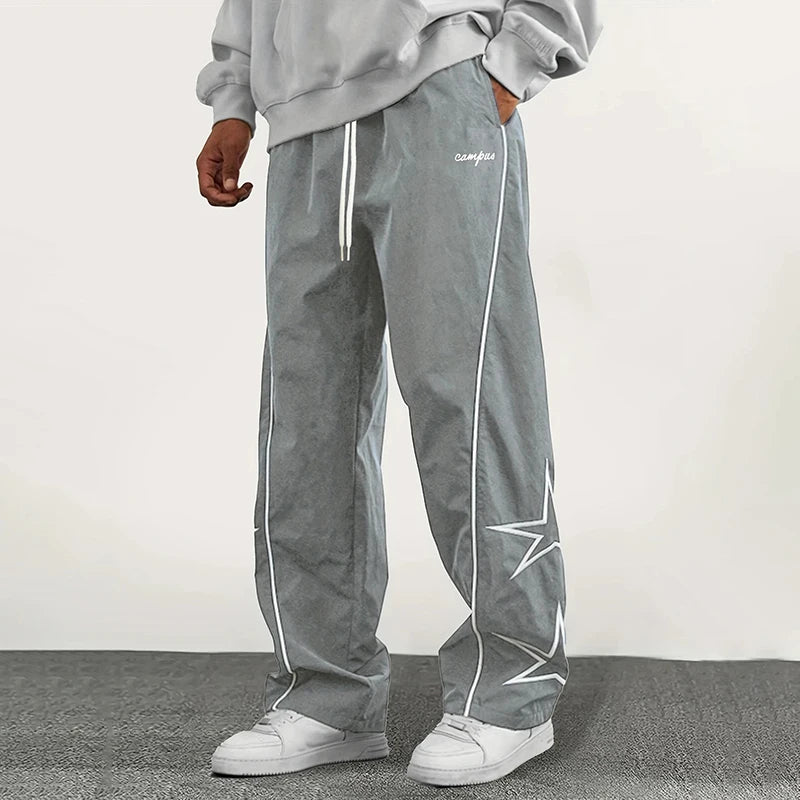 Paratrooper pants sports men's ice silk spring and summer straight work pants lace-up loose pants outdoor pants casual pants