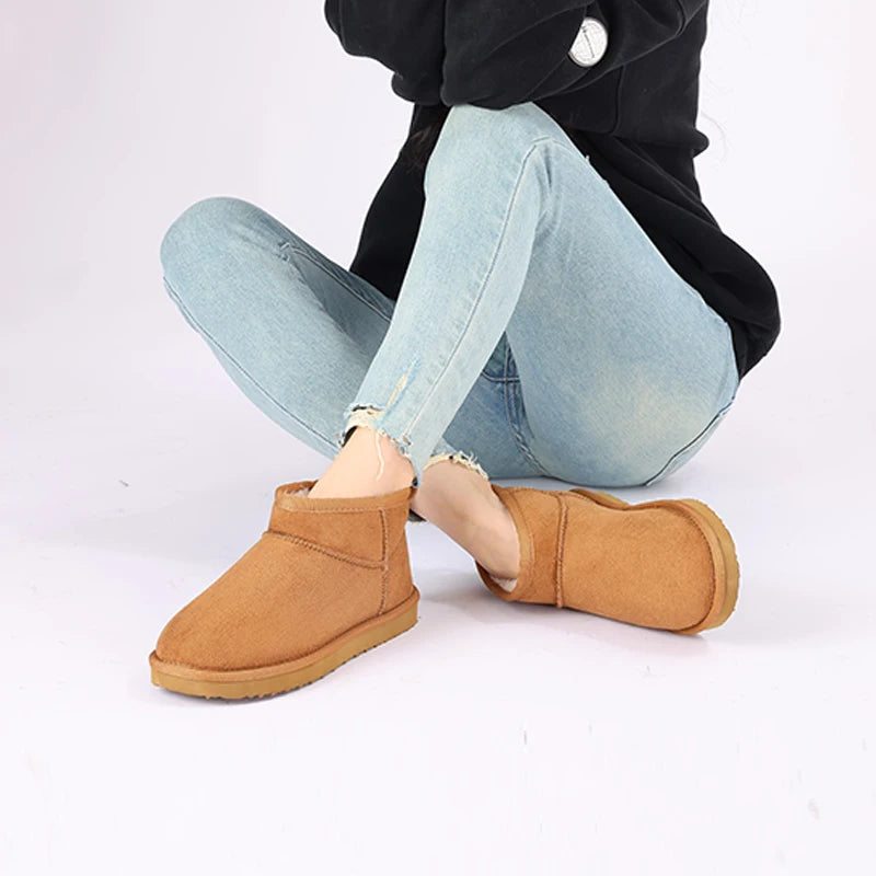 Shevalues Winter Women Snow Boots Brand Fuzzy Snow Boots Short Ankle Fur Boots Warm House Cotton Boots Fashion Women Mini Boots