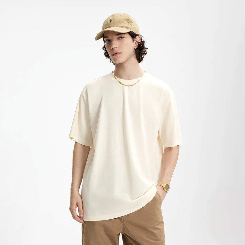 INFLATION Men's Solid Double Sided T-Shirt Simple Versatile Basic Short Sleeve Light Luxury Old Money Style Tee