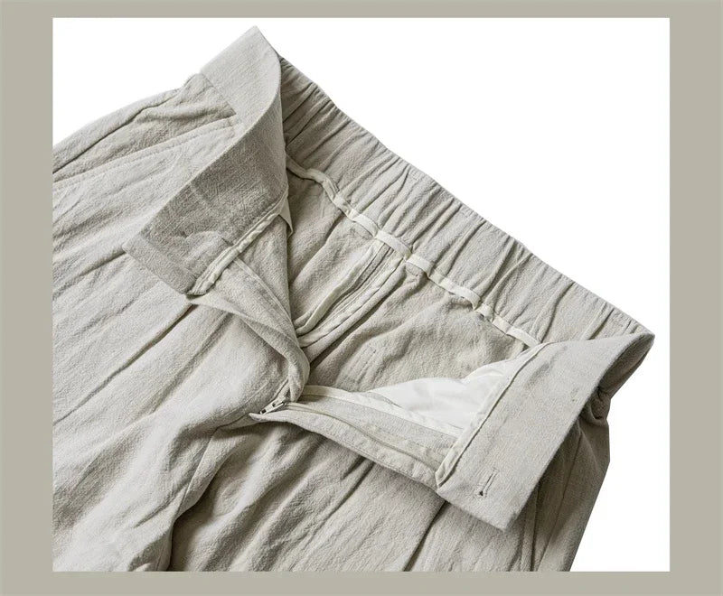 Red Tornado Old Money Aesthetic Linen Pants Men's Casual Pleated Trousers Loose Fit
