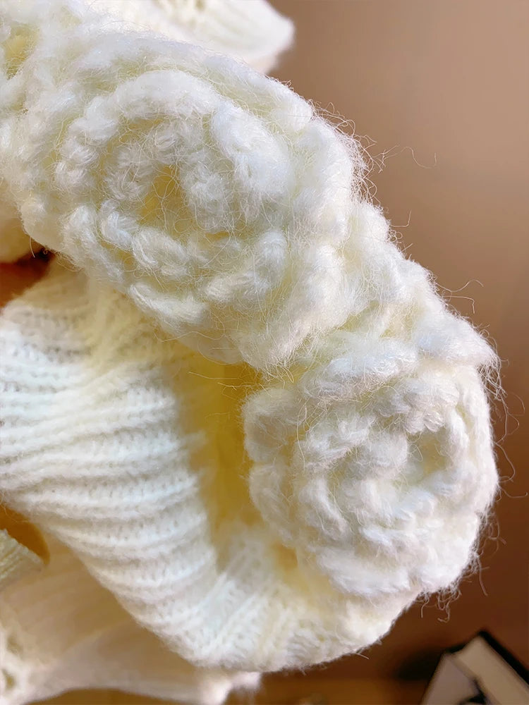 Women Handmade Rose 3D Floral Knit Cardigan 2024 Crochet Vest Old Money Style Feminine Sweater