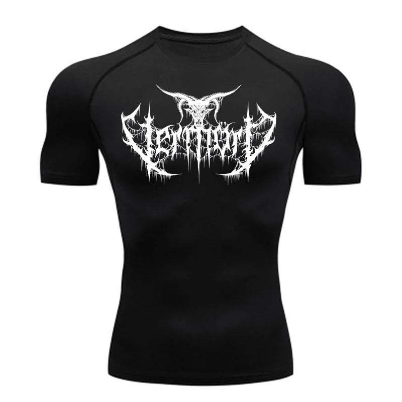 Compression Shirt Men Short Running T Shirt Gym Sports Top Quick Dry Breathable Black Fitness Sportswear Bodybuilding Clothing