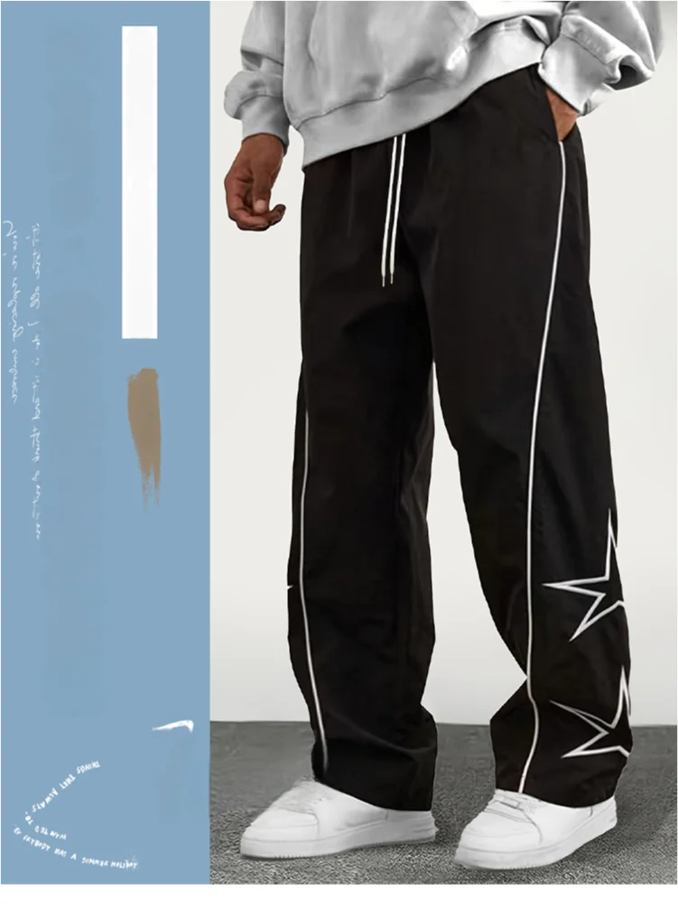 Paratrooper pants sports men's ice silk spring and summer straight work pants lace-up loose pants outdoor pants casual pants